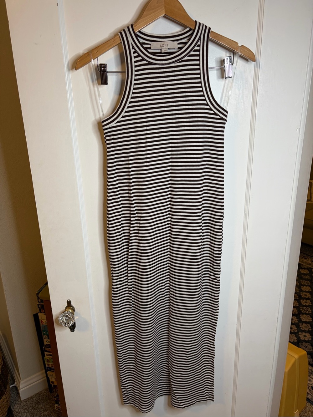 LOFT White Striped Sleeveless Maxi Dress Women’s Small